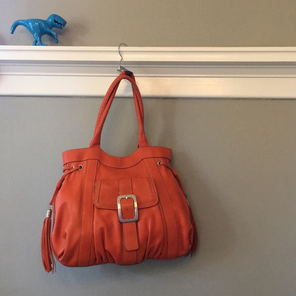 Any 3 for $100! Cole Haan Orange pebble leather bag
